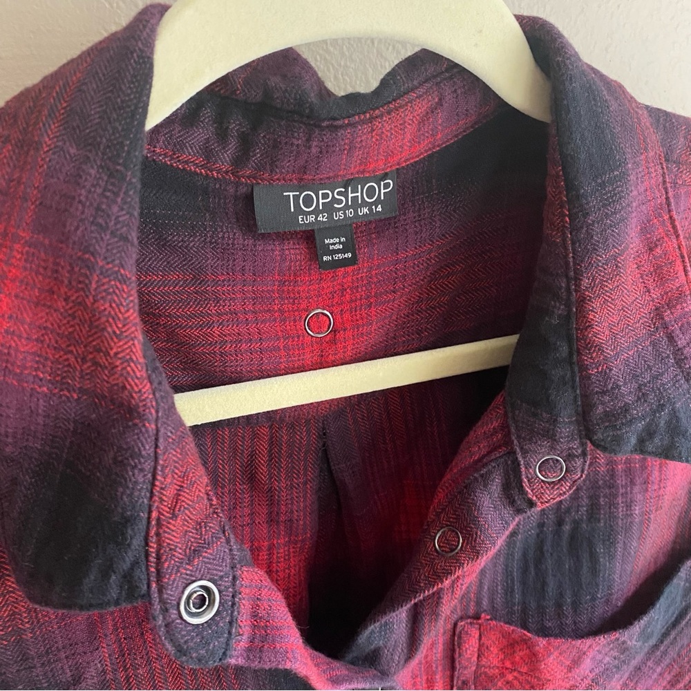 Topshop Red plaid button down flannel
